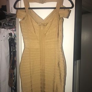 Bandage gold dress
